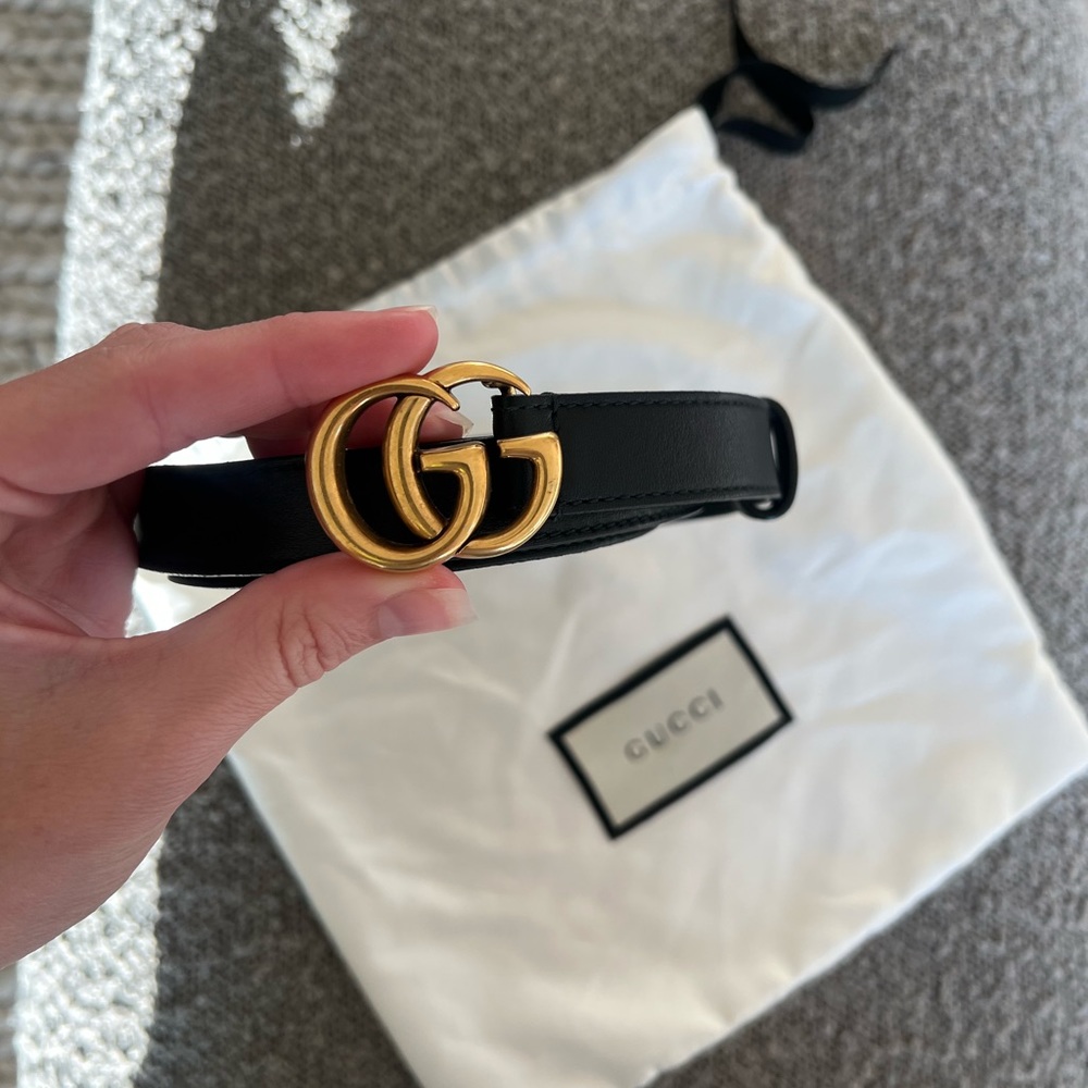 Authentic Gucci GG narrow black belt (size 80)